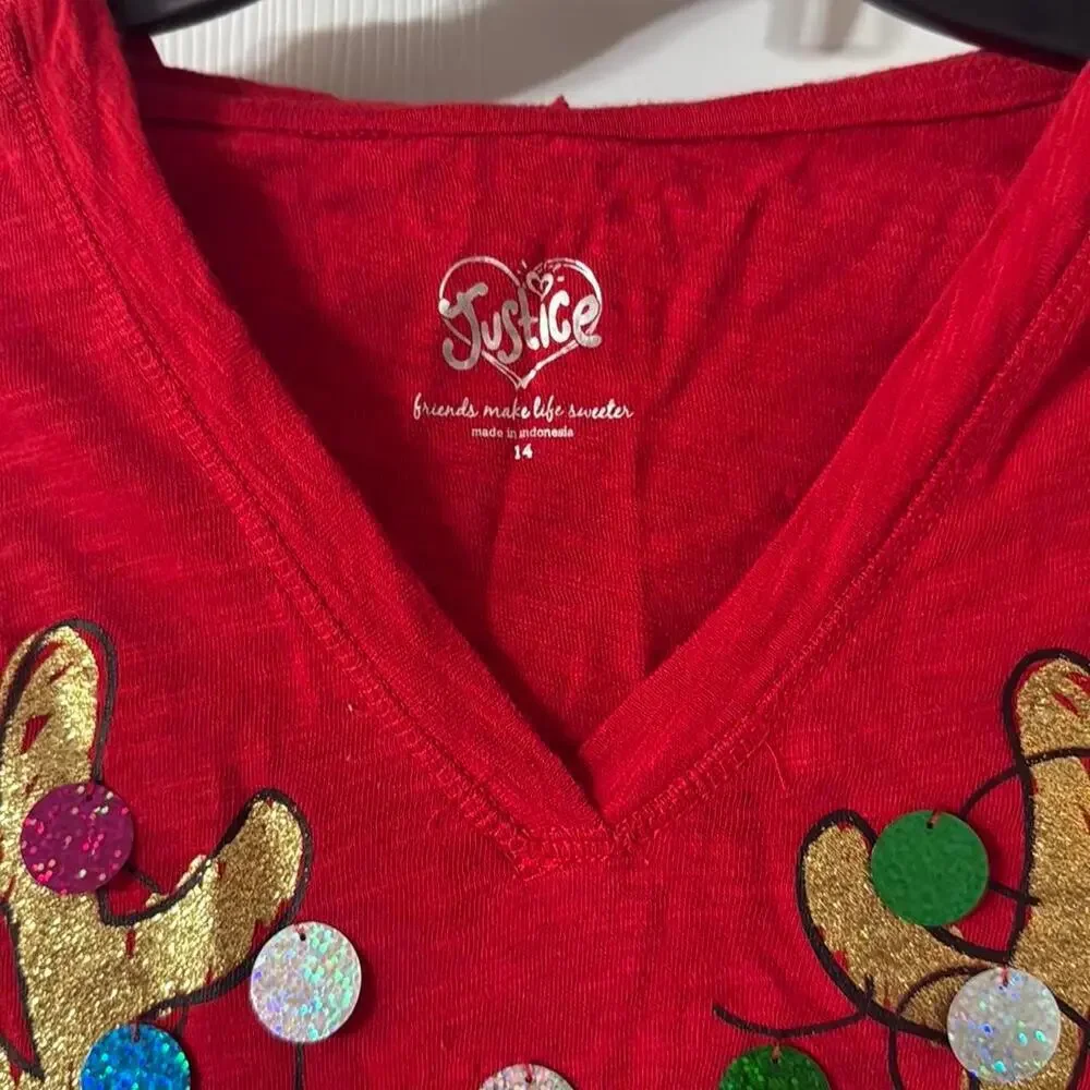 Rudolph Justice Red long sleeve shirt Girls Size 14